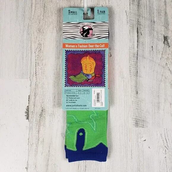 NWT Justin Boots Fashion Cushioned Sole Over The Calf Socks Women's Size Small - Picture 4 of 13